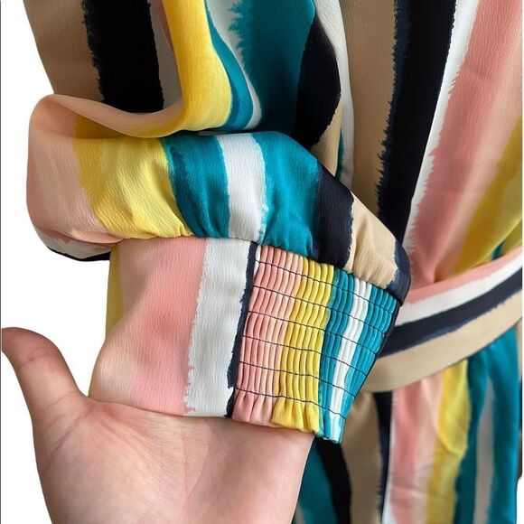 NWOT Lane Bryant Hampton Striped Satin Top Belted - Picture 9 of 9